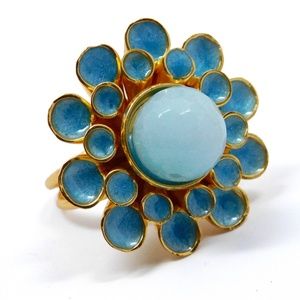 Aqua Flower Ring (NWOT)